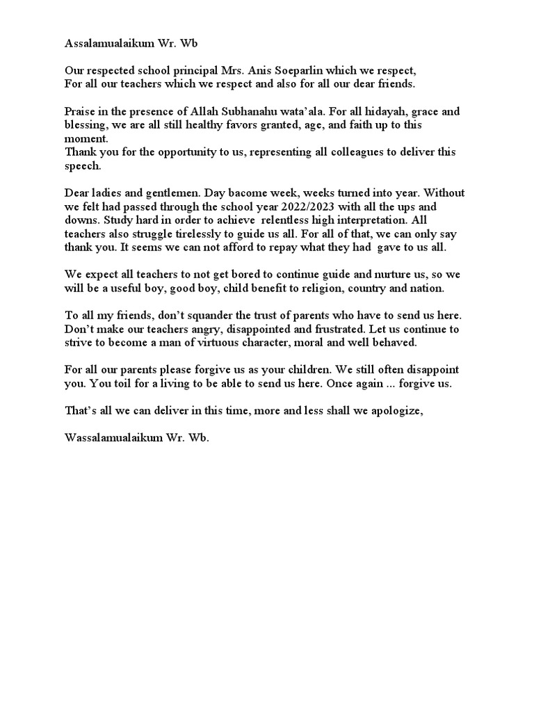 Pidato Kenaikan Kelas Bhs Inggris Dan Bhs Jawa PDF