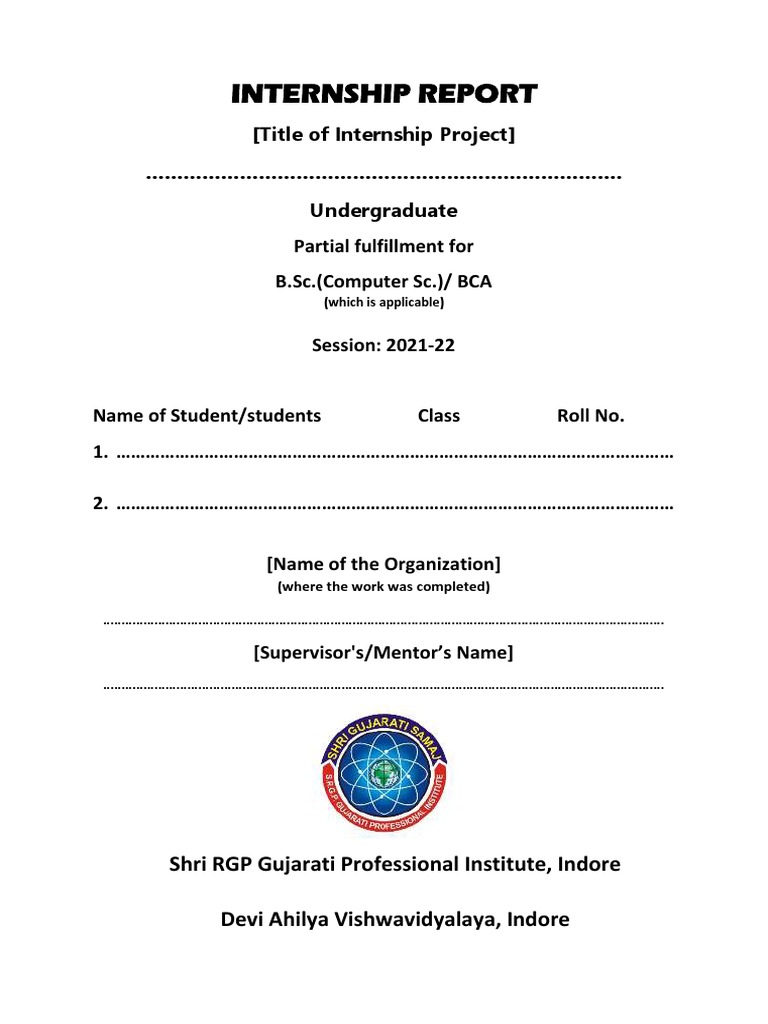 Internship Report Format for BCA Students | PDF | Internship | Job Hunting