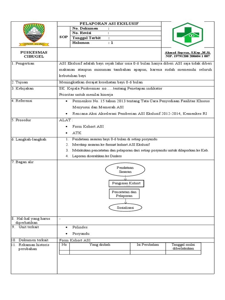 Sop Pelaporan Asi Ekslusif Pdf