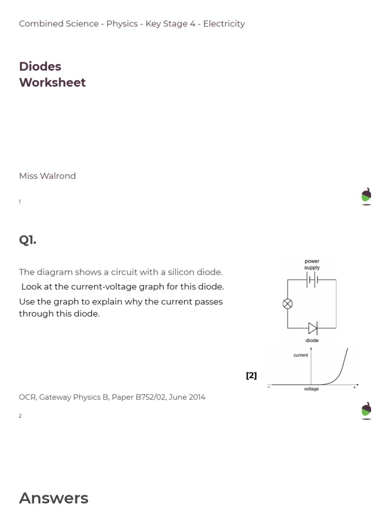 Combined Science ks4 Lesson Phy Y10 U3 l11 | PDF | Diode | Electric Current