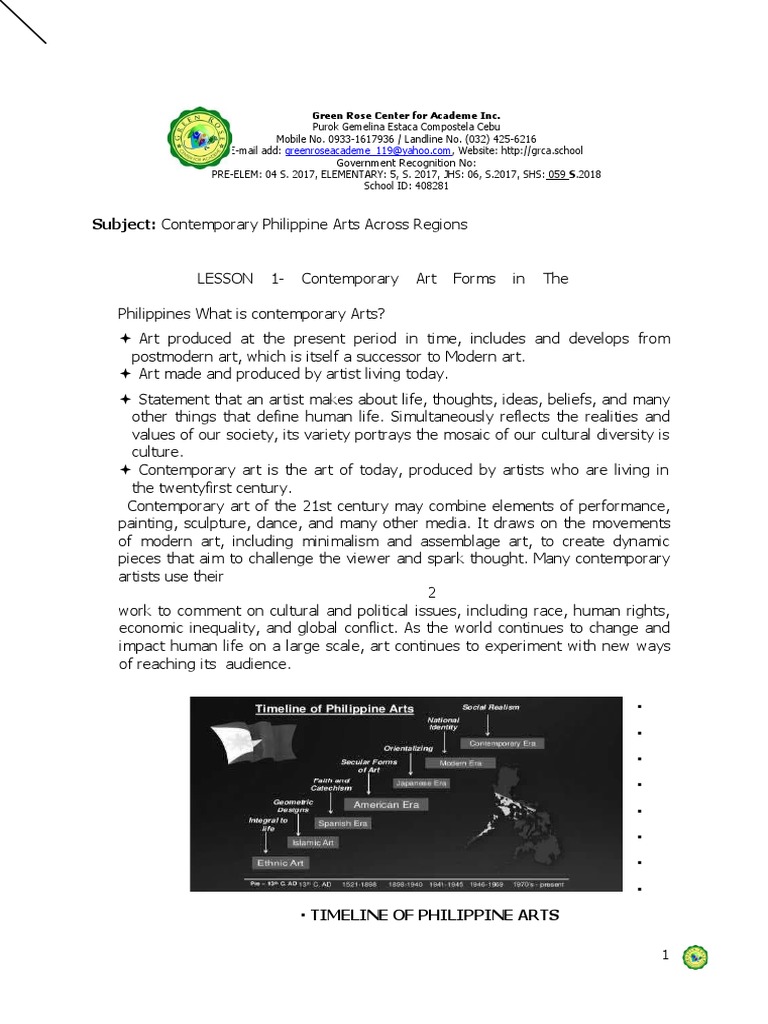 Contemporary Philippine Arts From The Region All Strands Pdf