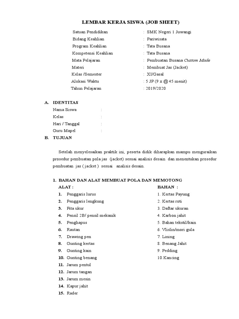 Cara Membuat Job Sheet Jas | PDF | Seni