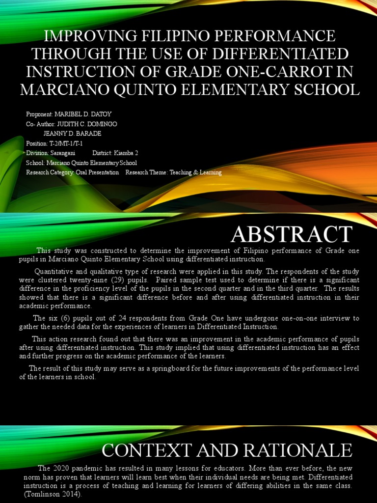 Action Research Presentation Pdf Differentiated Instruction Learning