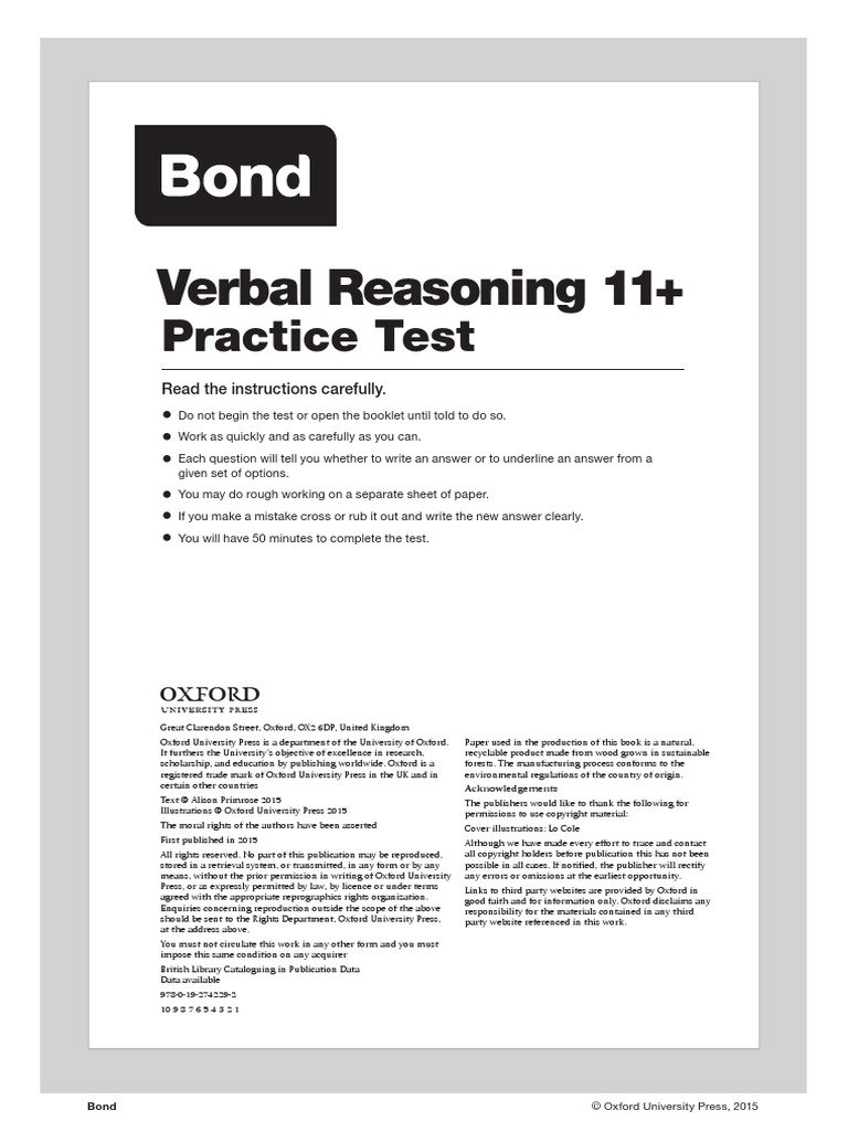 Bond Non Verbal Reasoning 11 Practice Test