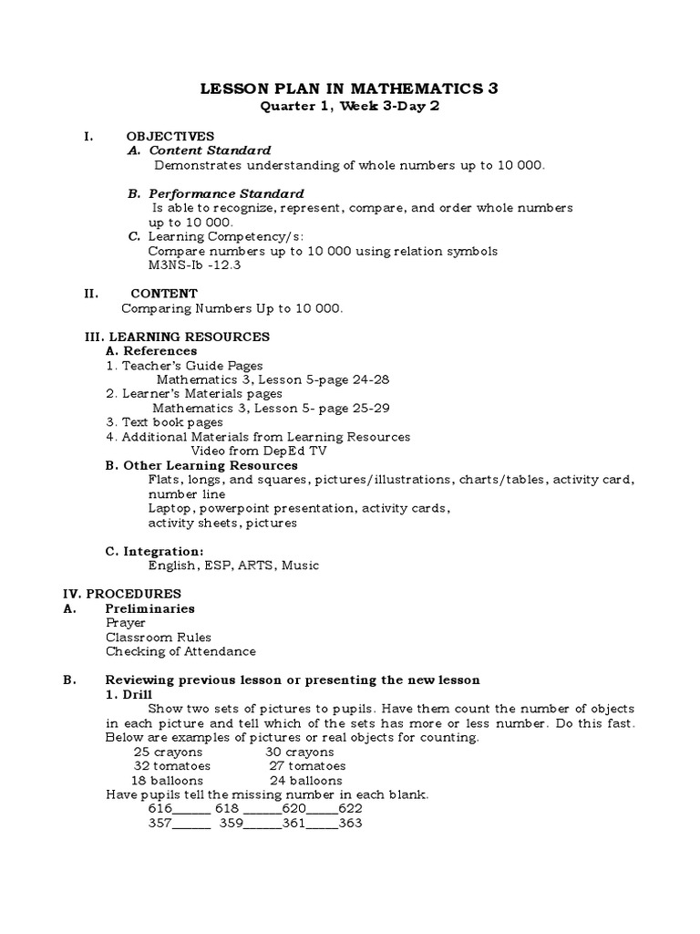 Lesson plan grade 3 download free pdf numbers lesson plan