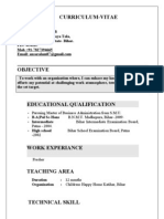 Curriculum-Vitae Md. Ansar Alam: Pursuing Master of Business Administration From S.M.U