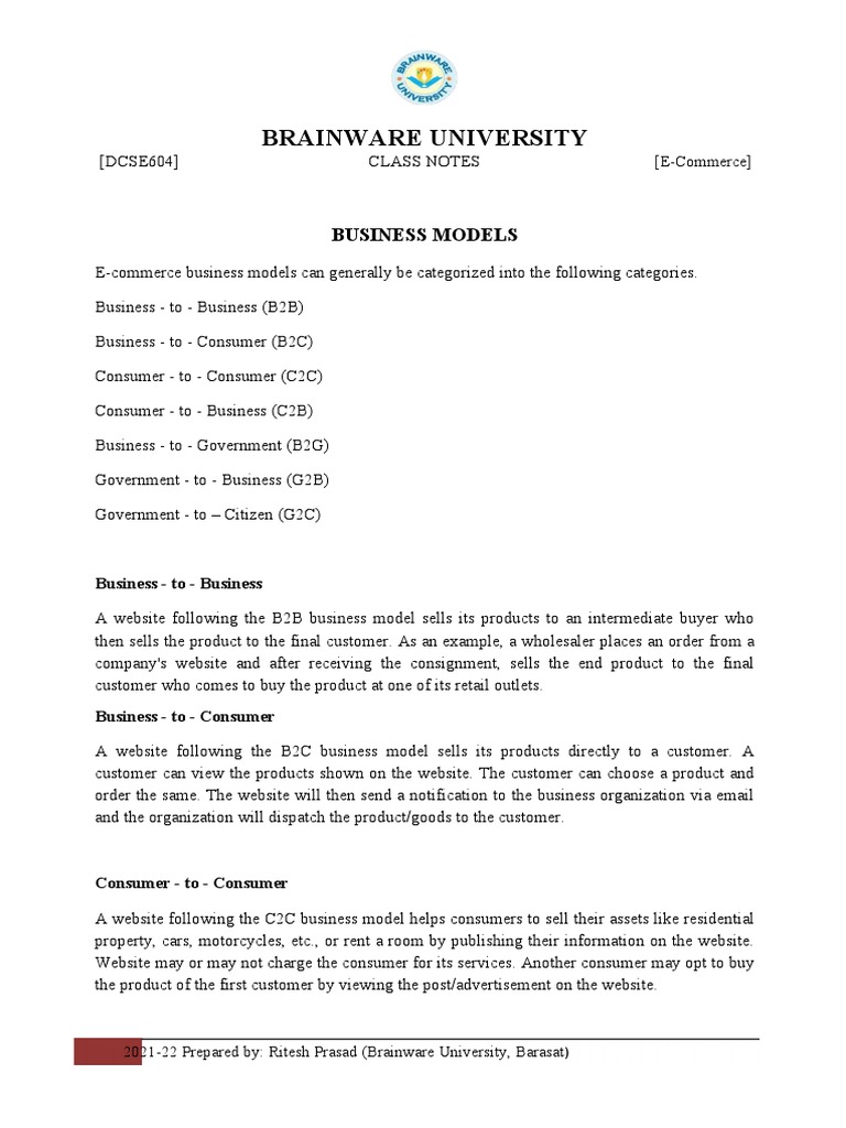 Overview of B2G E-Commerce Models | PDF | Economies | Business