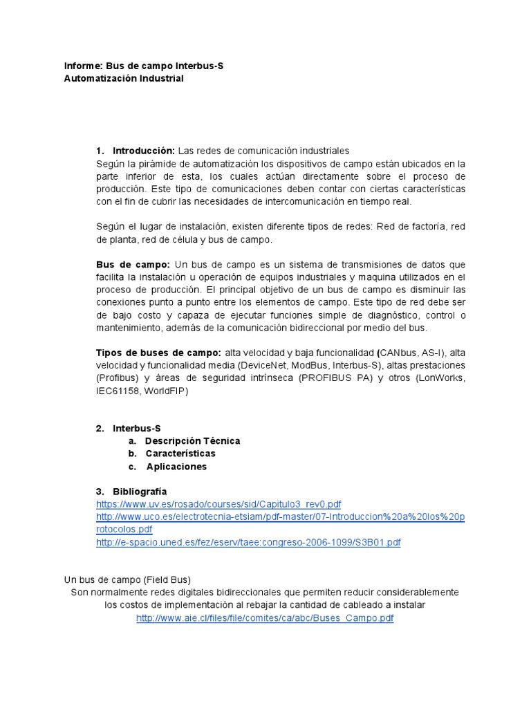 Interbus-S: Automatización Industrial | PDF | Red de computadoras ...