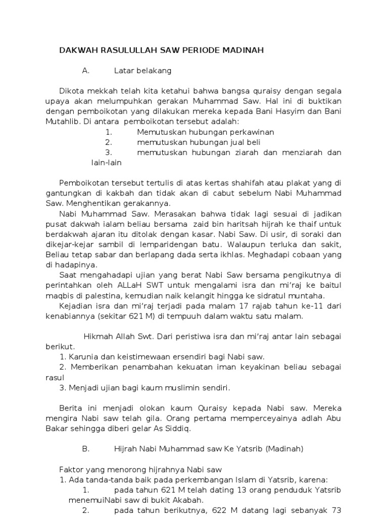 Dakwah Rasulullah Saw Periode Madinah