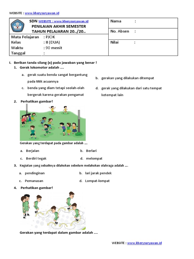 Persiapan Optimal: Download Soal PJOK UAS SD Kelas 2 Kurikulum 2013 untuk Hasil Maksimal