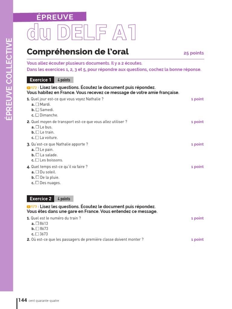 Compréhension orale DELF A1 | PDF