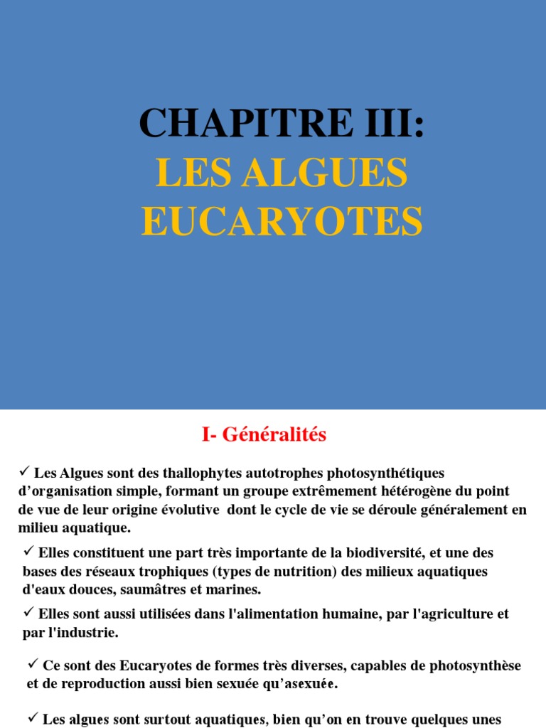 Classification et caractéristiques des algues PDF Noyau (biologie — free download