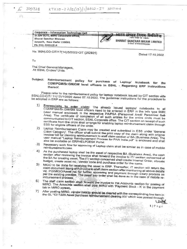 Laptop Reimbursement Policy 2022 PDF