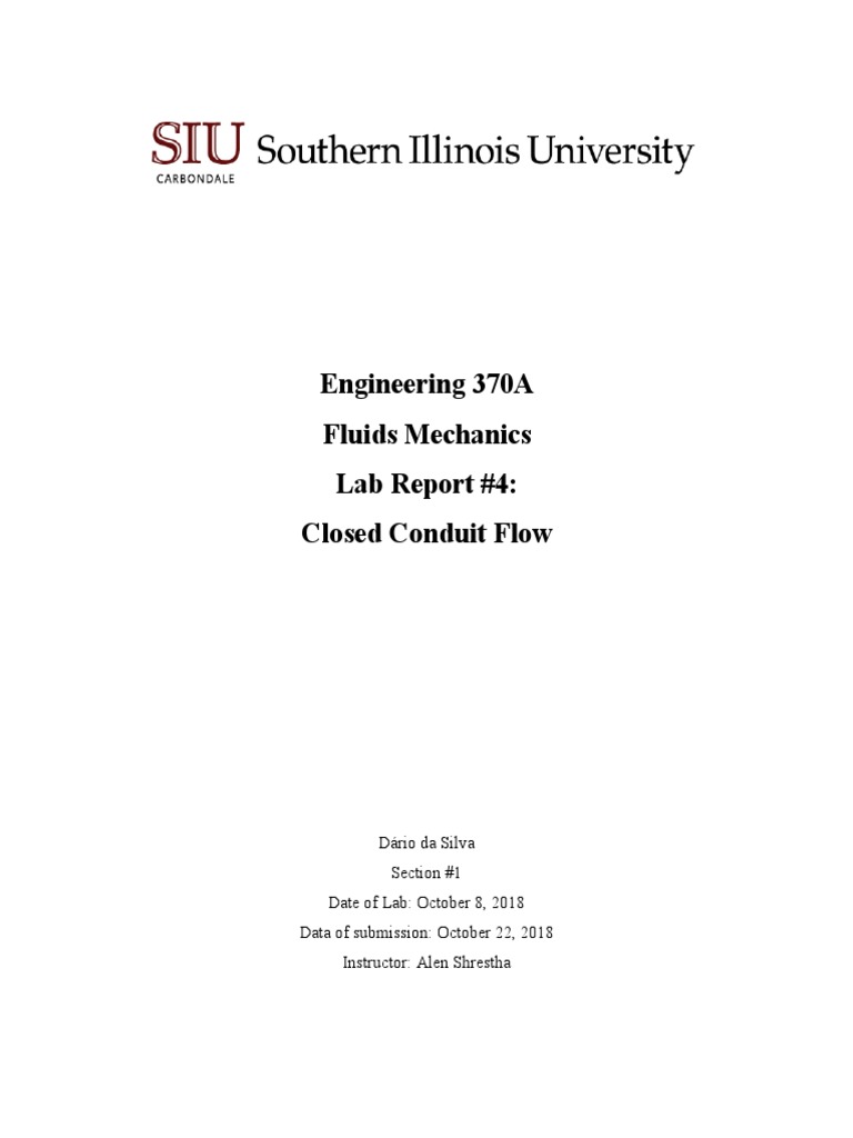 Closed Conduit Flow Lab Report | PDF | Fluid Dynamics | Mechanical ...