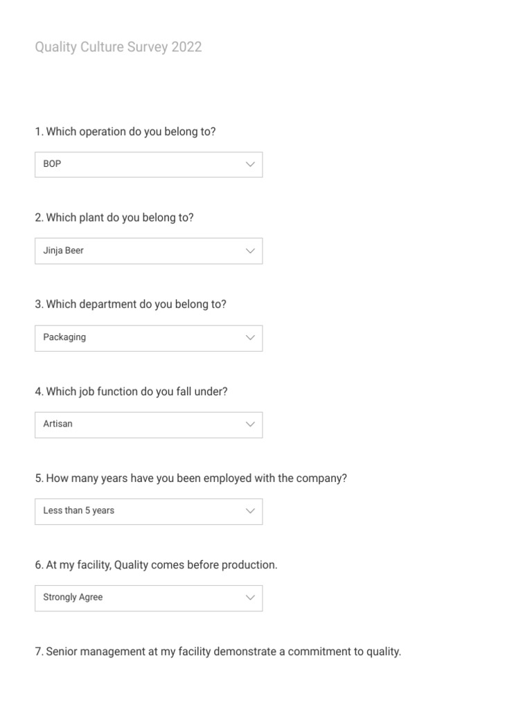 Quality Culture Survey 2022 | PDF | Quality Management | Audit
