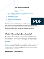 Cyber Security Vulnerabilities