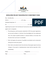 NCA Developer Project Registration Commitment Form