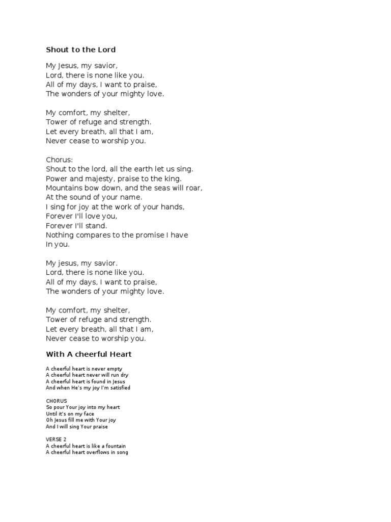 Shout To The Lord | PDF | Jesus | Religious Behaviour And Experience