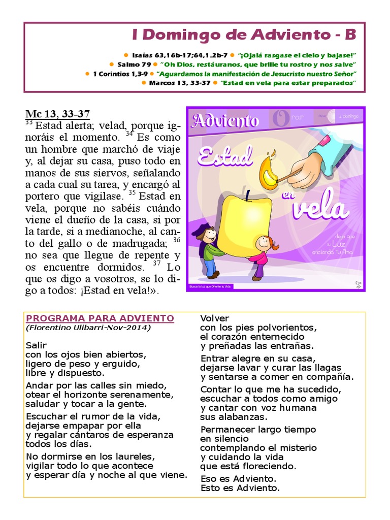 Lecturas, Oraciones, Reflexión Adviento PDF Cristo (título) Jesús