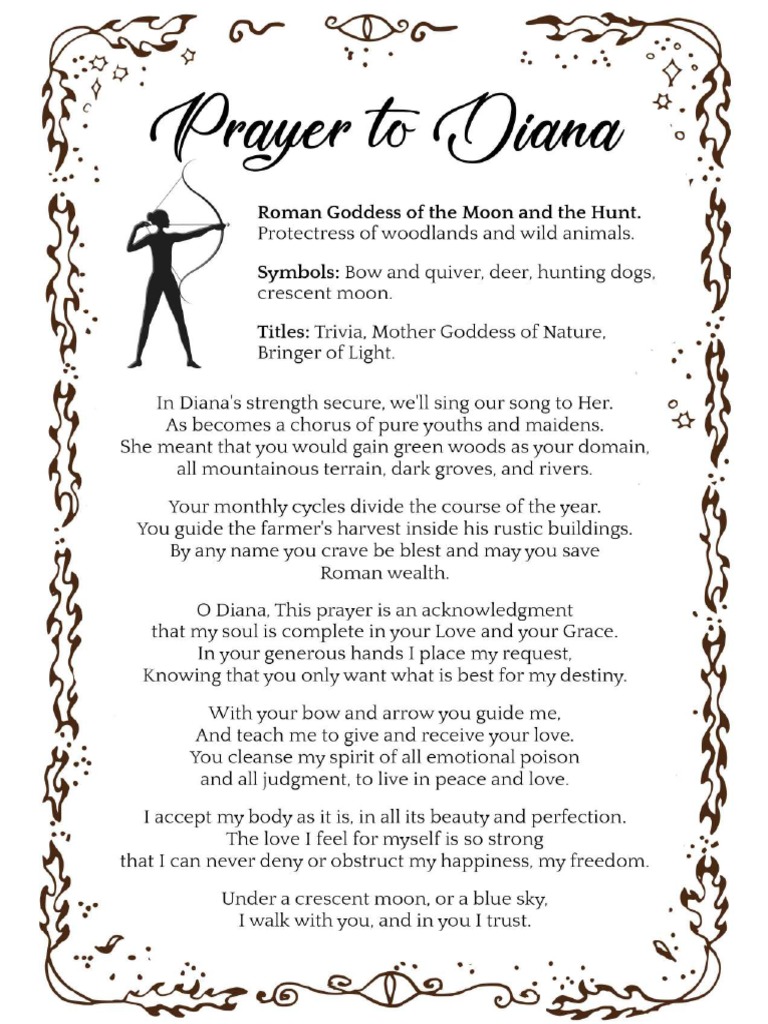 Prayer To Diana Printable Spells8 | PDF