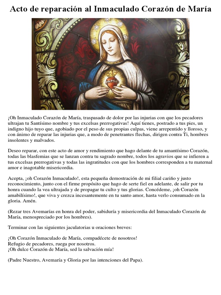 Acto de Reparación Al Inmaculado Corazón de María | PDF | María, madre ...