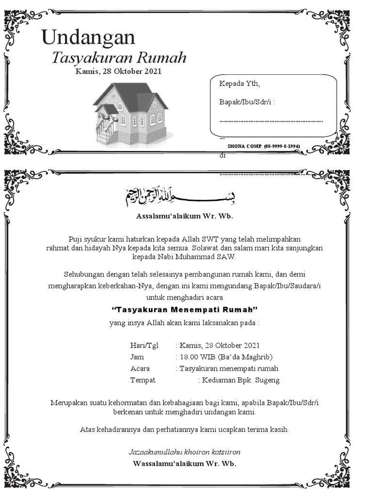 TASYAKURAN - Rumah Baru | PDF