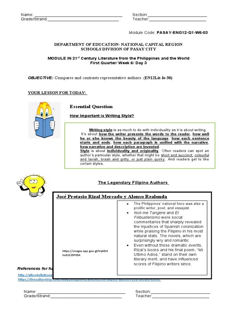 Module 21st q1 w6 d3 Bucayu Revised | PDF | Philippines