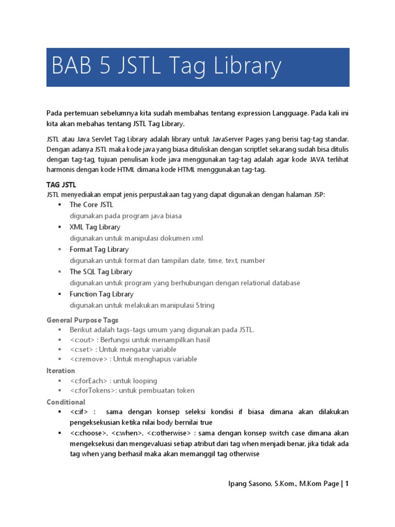 5 JSP Module JSTL Tag Library PDF