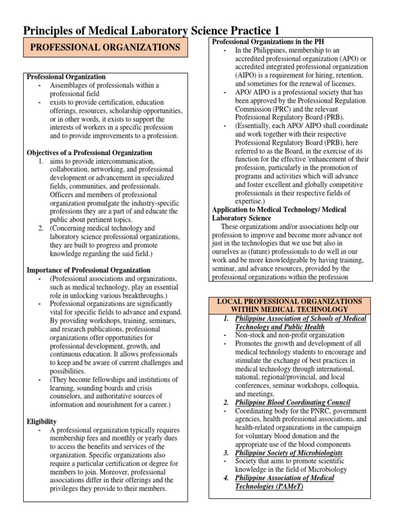 Role of Professional Organizations in MedTech | PDF | Medical ...