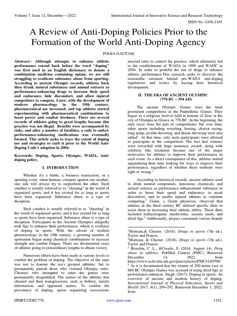 a-review-of-anti-doping-policies-prior-to-the-formation-of-the-world