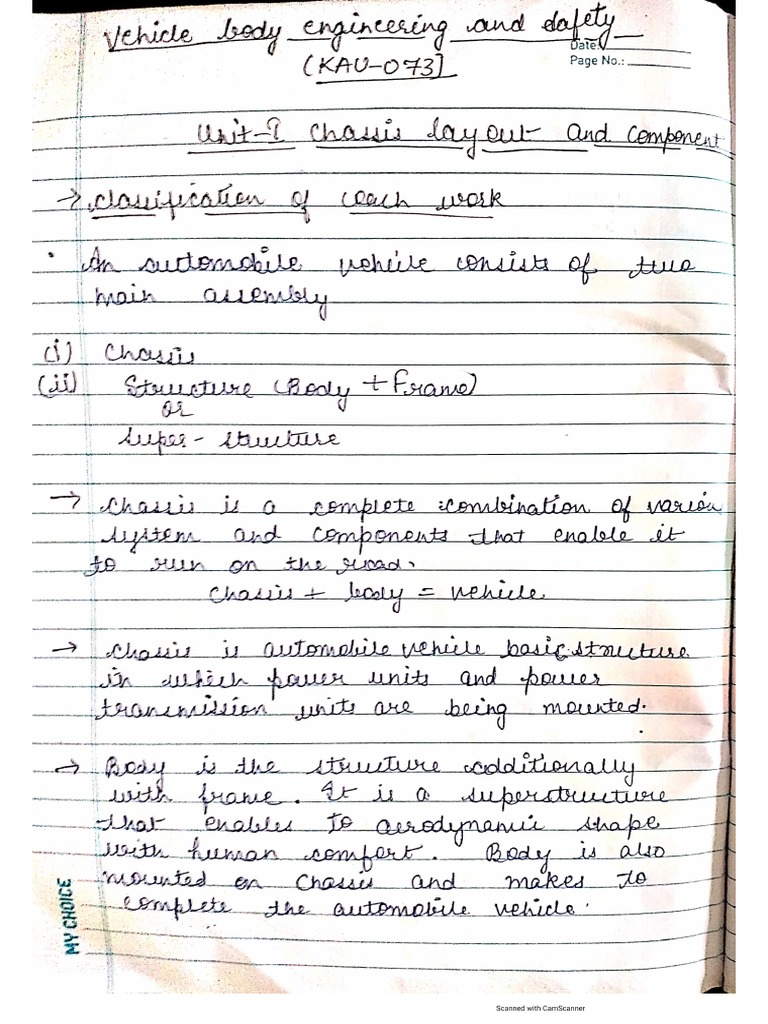 Vehicle Body Engineering (Unit 1) PDF