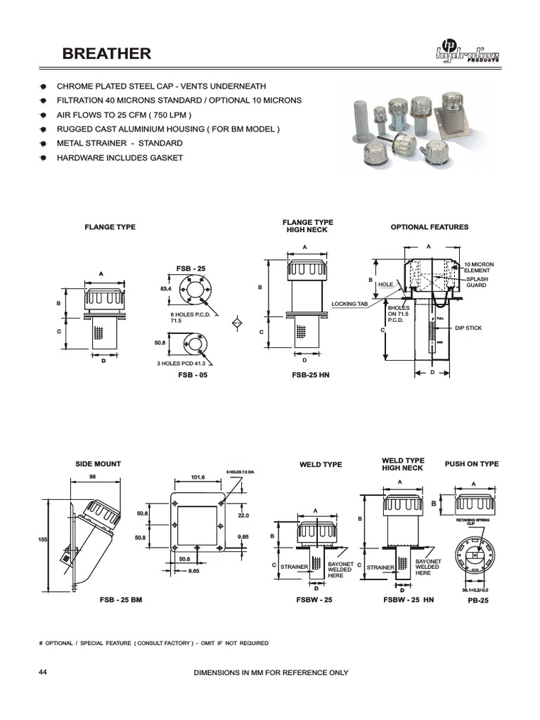 Breather Products Technical Specifications and Model Code Guide for a