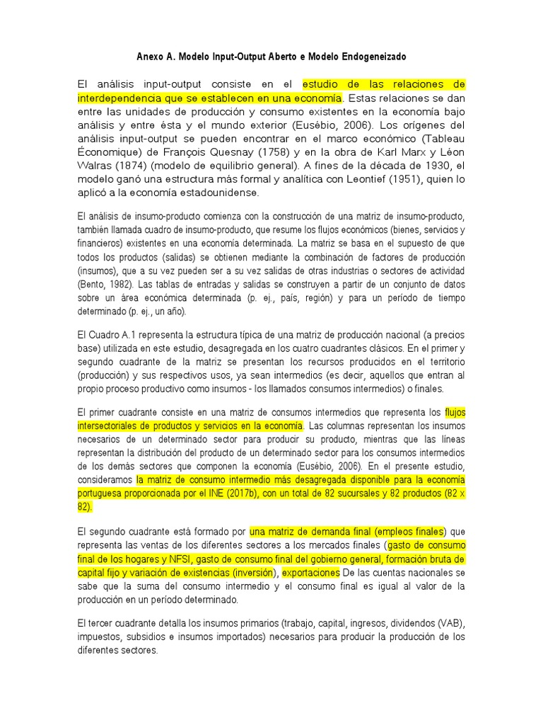 Análisis Input-Output Económico | PDF | Modelo de entrada-salida ...