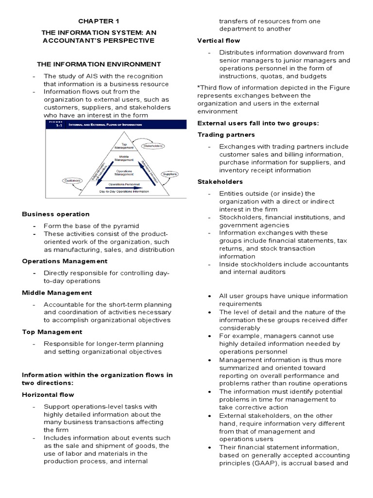 Chapter 1 THE INFORMATION SYSTEM AN ACCOUNTANT'S PERSPECTIVE | PDF ...