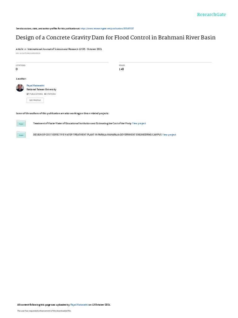 Design Of A Concrete Gravity Dam For Flood Control Pdf Young S