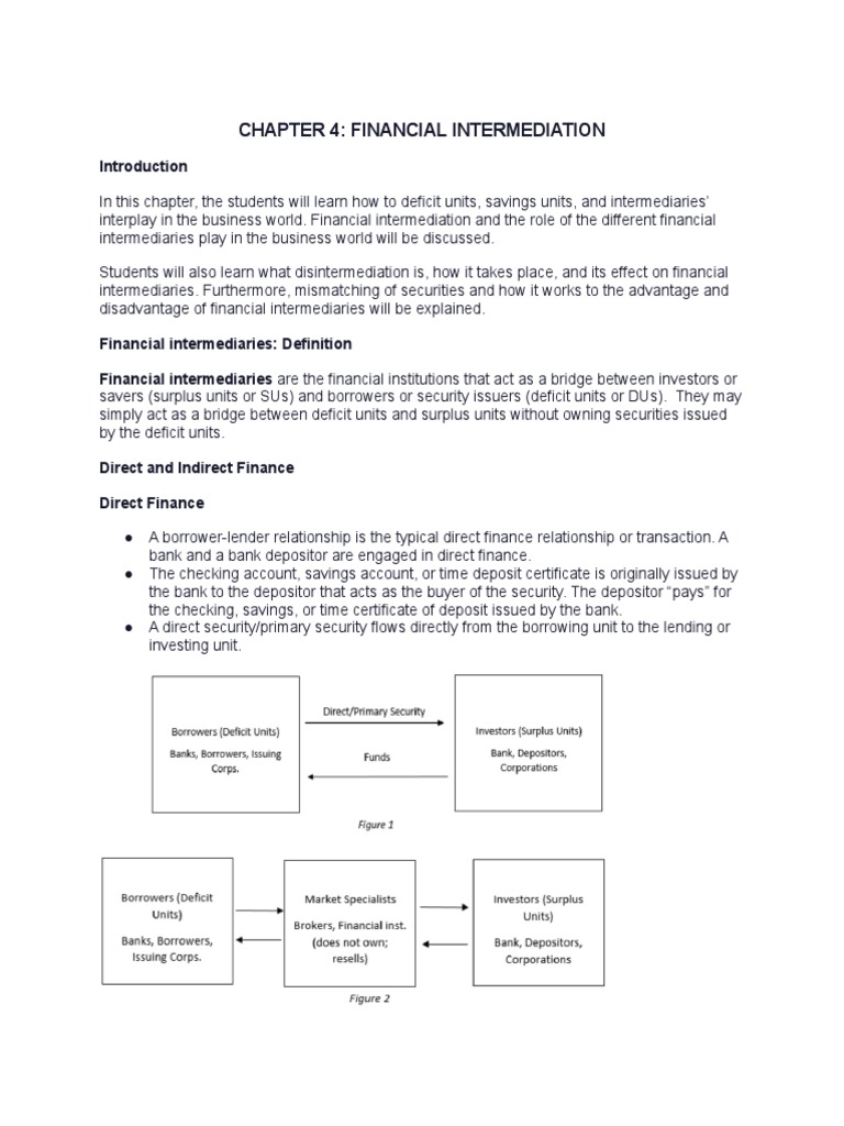 Chapter 4: Financial Intermediation | PDF | Financial Risk | Financial ...