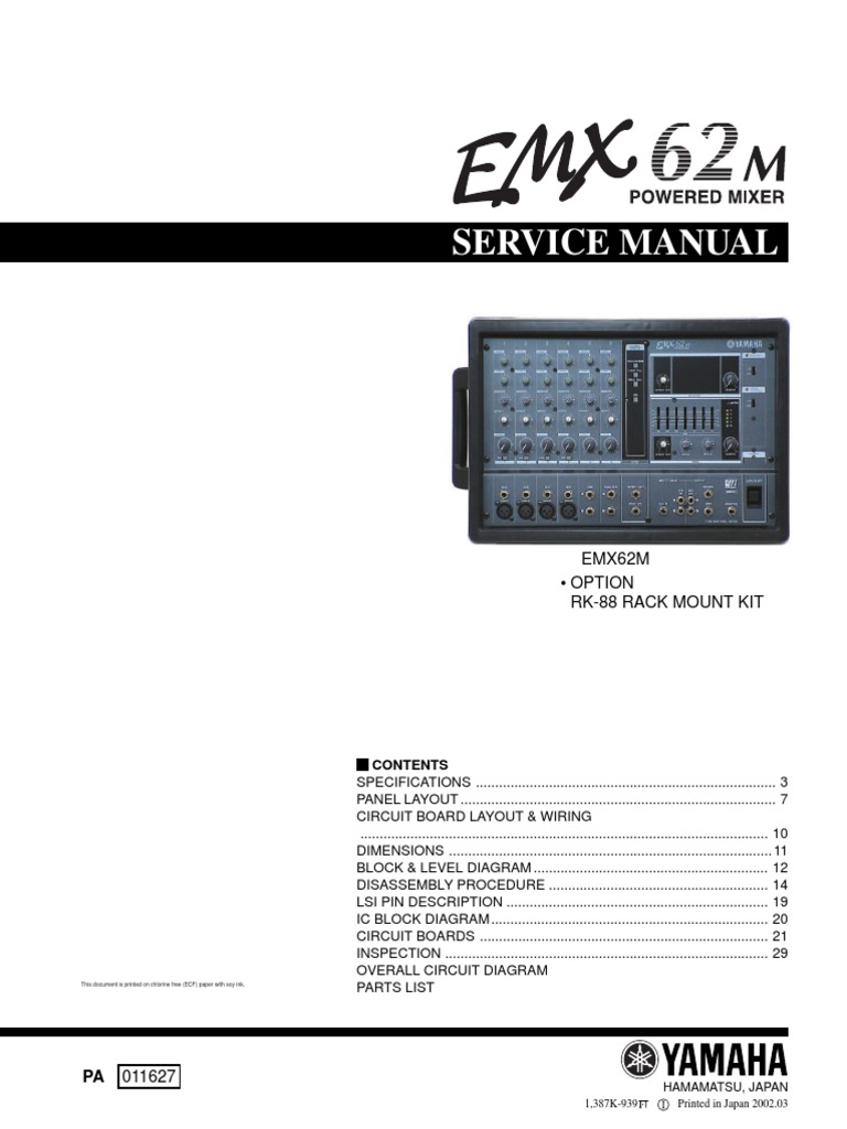 Yamaha Emx62m PDF Operational Amplifier Amplifier