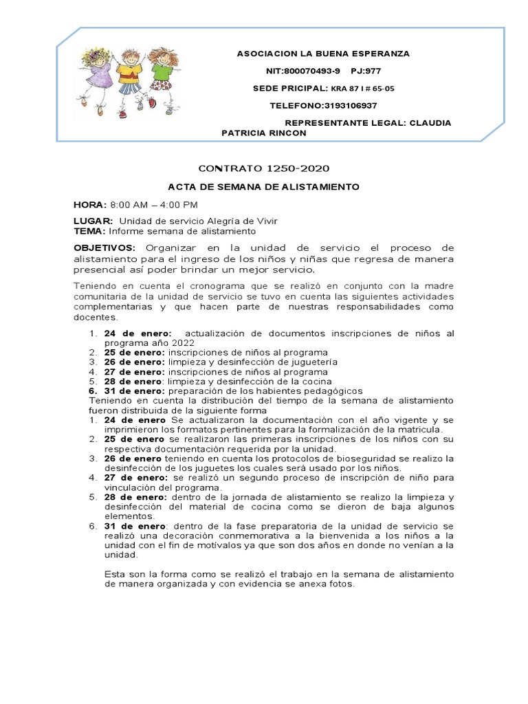 Acta de Alistamiento Alegria | PDF