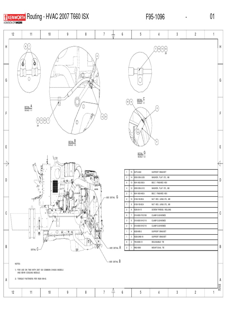 Routing - HVAC 2007 T660 ISX F95-1096 - 01: DWG Size | PDF | Screw ...
