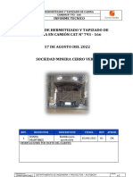 Informe de Hermetizado y Tapizado de Cabina Cat #793-166