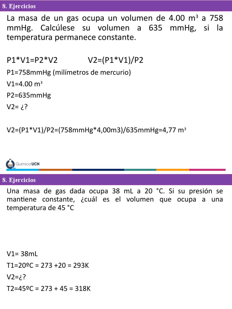 Ejercicios sobre leyes de los gases | PDF | Gases | Materiales ...