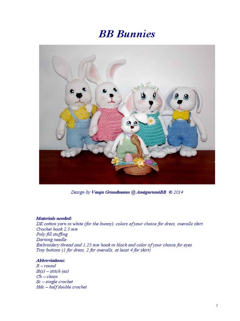 Lapin en Anglais PDF Crochet Embroidery