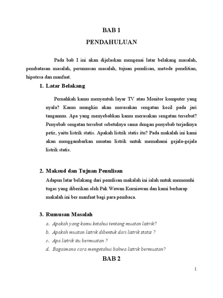 Contoh Makalah Tentang Listrik Statis Dikdasmen