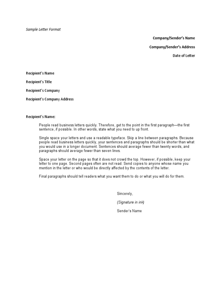 Sample Letter Format | PDF