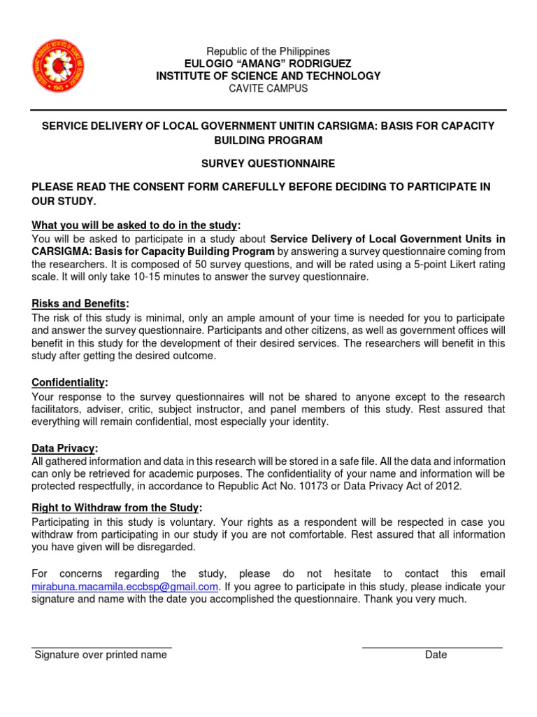 Example of Informed Consent PDF Questionnaire