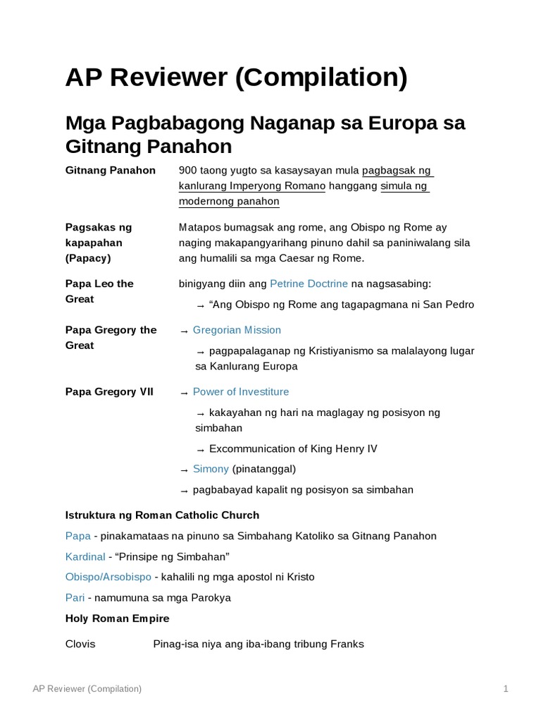 Mga Pagbabagong Naganap Sa Europa Sa Gitnang Panahon | PDF