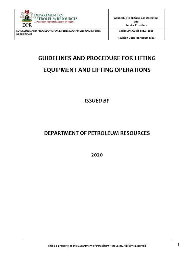 Guidelines and Procedure For Lifting Equipment and Lifting Operations ...