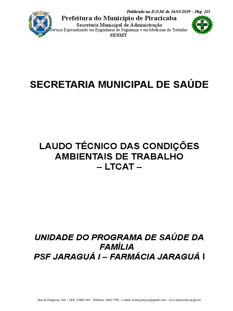LTCAT PSF - Jaragua I e Farmacia | PDF | Odontologia | Enfermagem