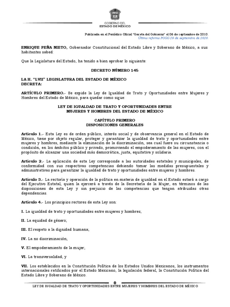Ley de Igualdad de Trato y Oportunidades Entre Mujeres y Hombres em