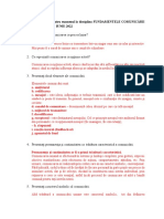 Subiecte Propuse La Disciplina FUNDAMENTELE COMUNICĂRII ÎN ECONOMIE - 2022